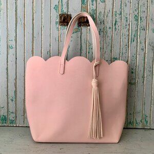 Pink Scalloped Tote Bag with Tassel